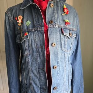 Levi's Blue Jean Jacket with Embroidered Accents